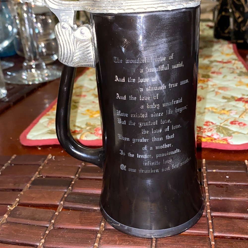 Princess House Black Glass Lidded Stein Precious Metal - Picture 5 of 5